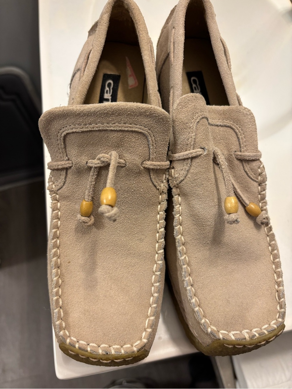 Ladies Suede Moccasin Loafers in Beige